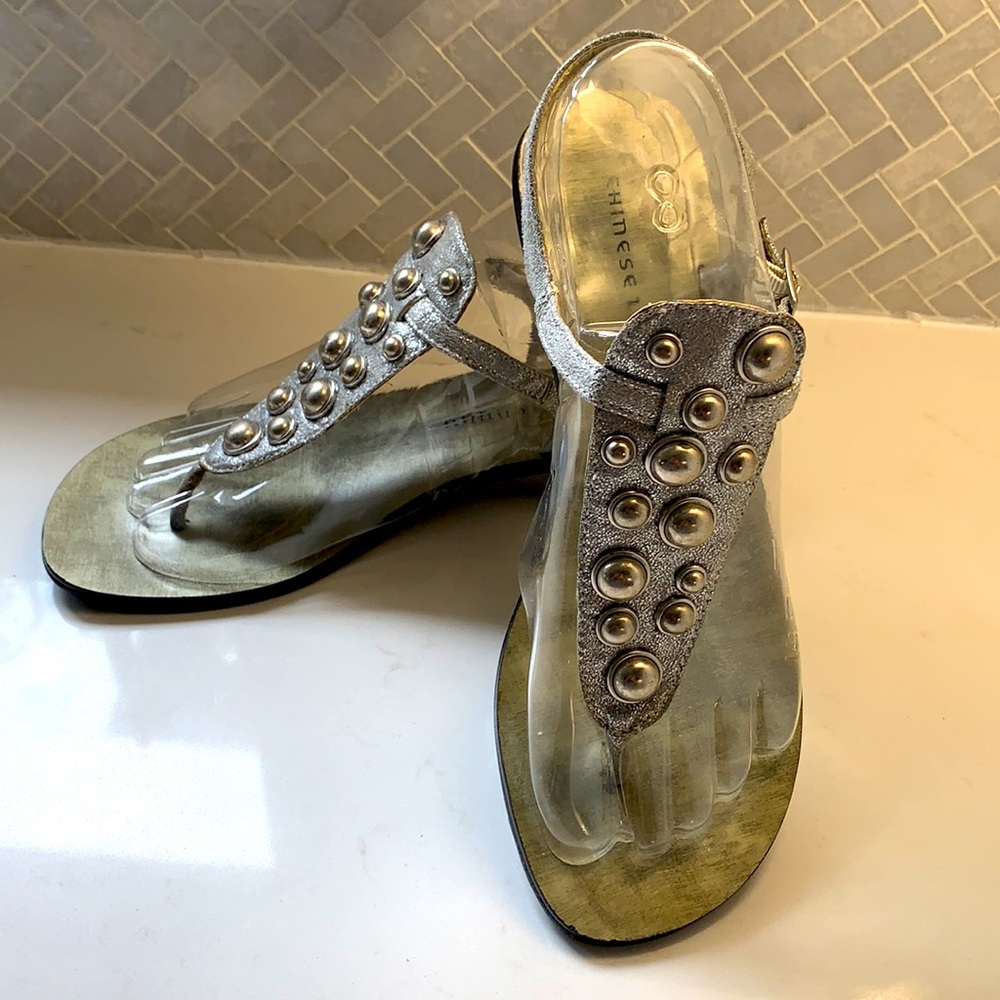 Ladies studded silver sandals by: Chinese Laundry